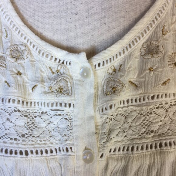 Caffe Marrakesh Blouse Shirt Top 2X Womans Plus Ivory Cream Floral Embroidered - Picture 6 of 13